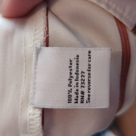 Nine West White & Orange Striped Peplum Blouse V-Neck Women's Size L - Picture 4 of 5